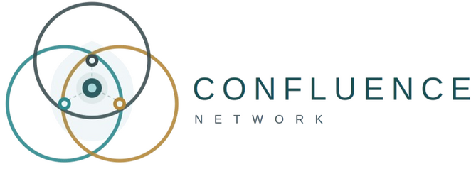 Confluence Network brand. Three interlocking circles with interconnected nodes.